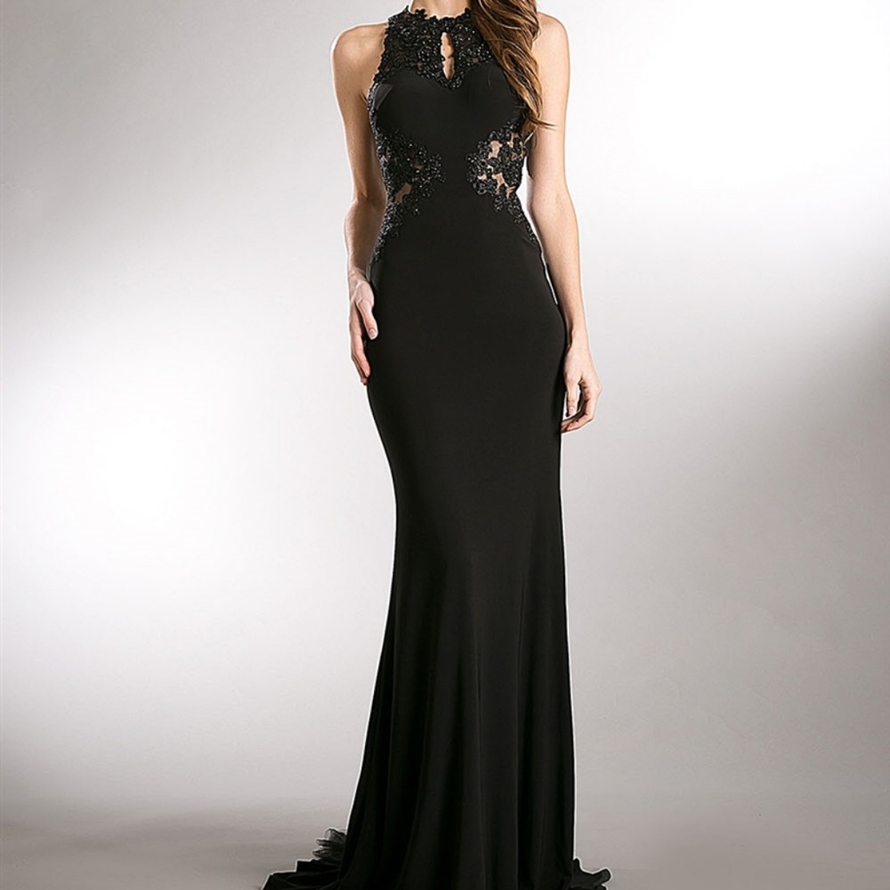 SHEATH PROM PARTY BEADED DRESS GOWN AC359 BLACK